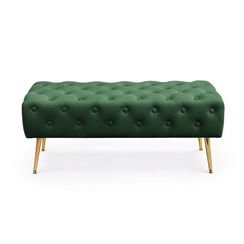 Panca imbottita in velluto trapuntato 100 cm MONACO Verde Bottiglia