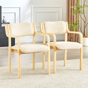 SEDIA da pranzo Set da 2 pezzi in legno e tessuto Teddy bianco, stile scandinavo