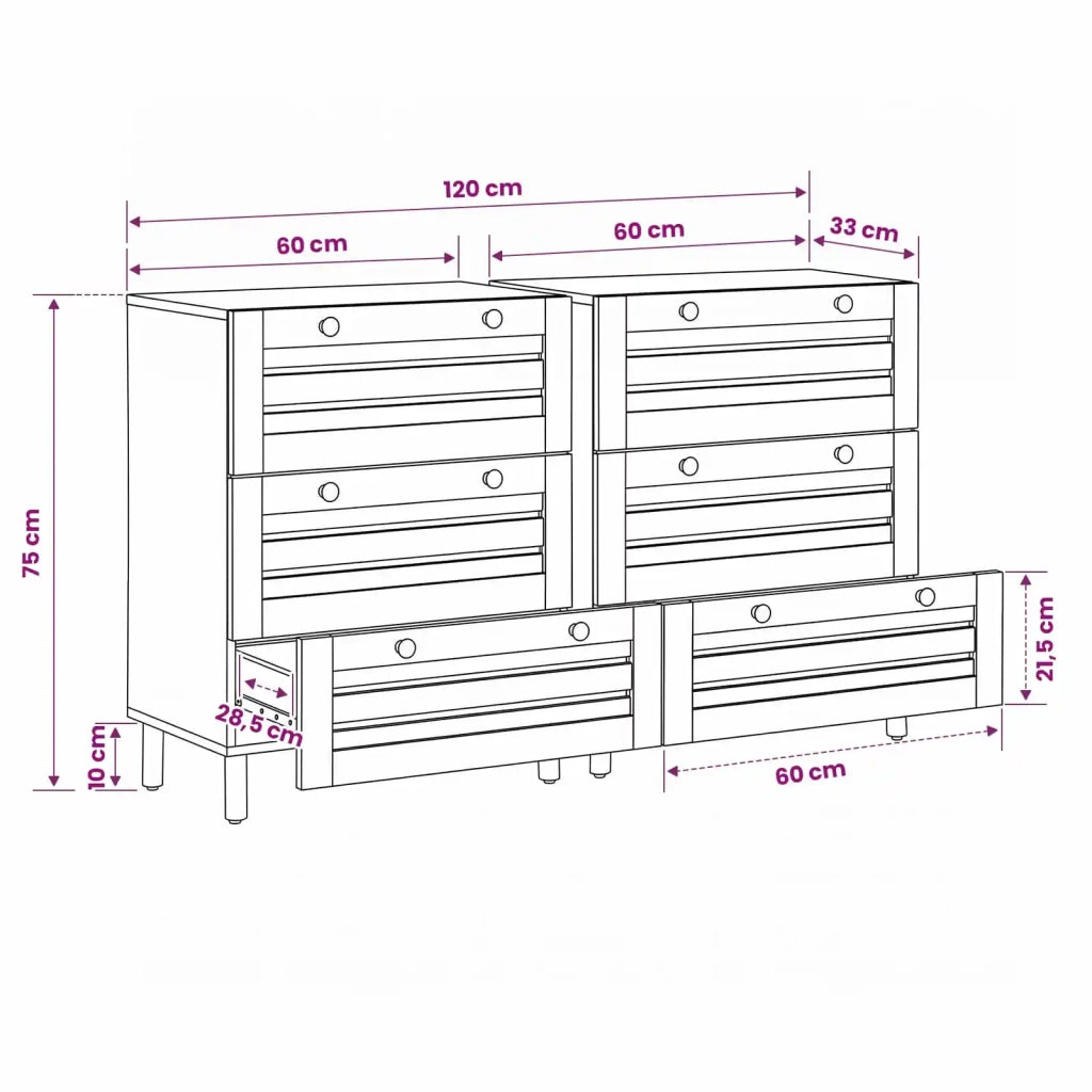 Armadi di Stoccaggio 2 pcs Marrone 60 x 33,5 x 75 cm 3310163