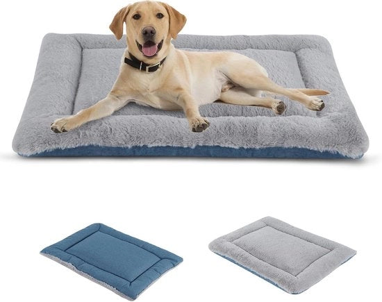 Cuscino per cani e gatti lavabile con piumino premium morbido per piccoli/grandi cani e gatti FC014 (grigio e blu Dimensioni XS 45 x 33 cm)