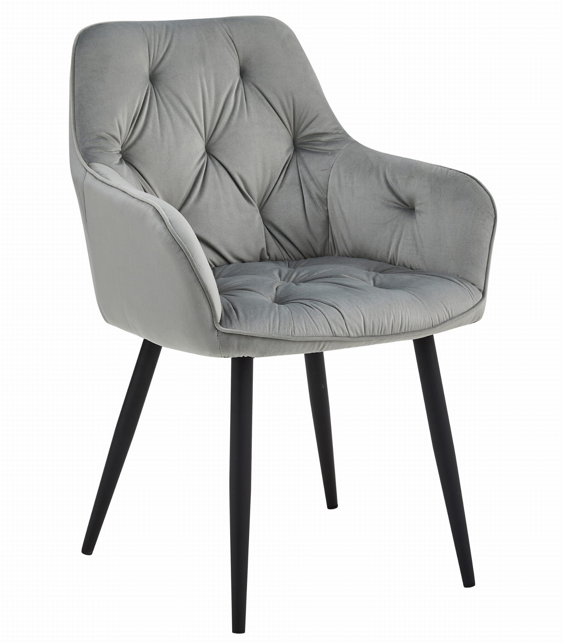 Sedia da pranzo Valora LUKK - Velluto grigio argento con gambe nere x 1