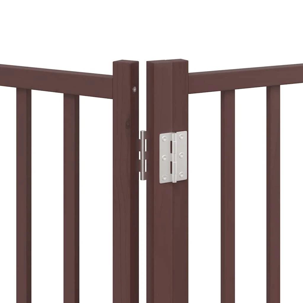 Cancelletto di sicurezza per cani con porta pieghevole 6 pannelli legno di pioppo marrone 02_0023029