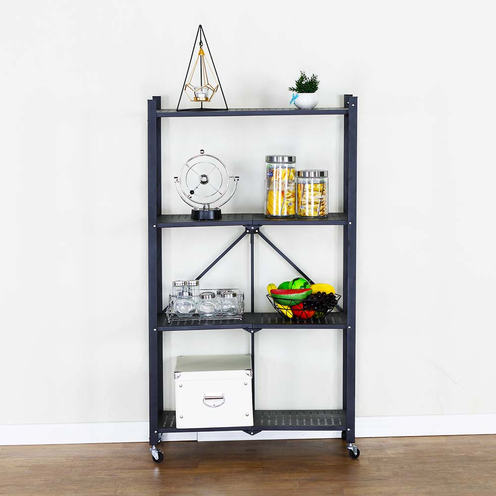 Carrello Carrellino Multiuso Mobile Spazi Stretti Portaoggetti 4 Ripiani Nero