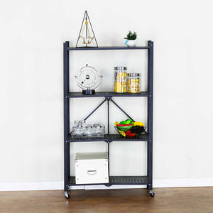 Carrello Carrellino Multiuso Mobile Spazi Stretti Portaoggetti 4 Ripiani Nero