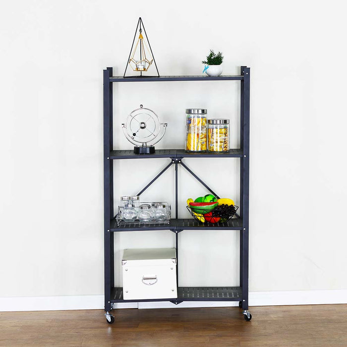 Carrello Carrellino Multiuso Mobile Spazi Stretti Portaoggetti 4 Ripiani Nero