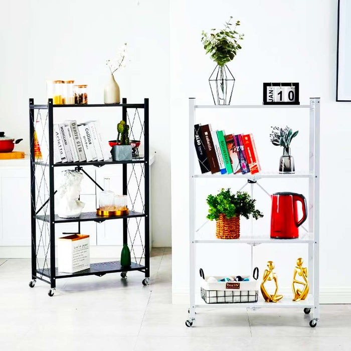 Carrello Carrellino Multiuso Mobile Spazi Stretti Portaoggetti 4 Ripiani Nero