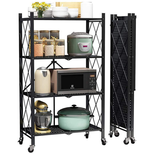 Carrello Carrellino Multiuso Mobile Spazi Stretti Portaoggetti 4 Ripiani Nero