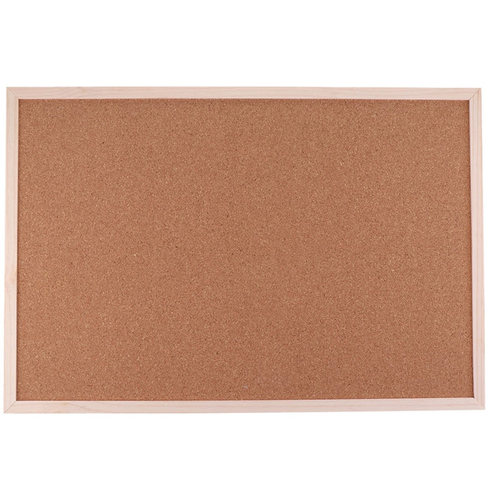 Bacheca in Sughero Rettangolare con Cornice in Legno da Parete 40x30x1.6 cm