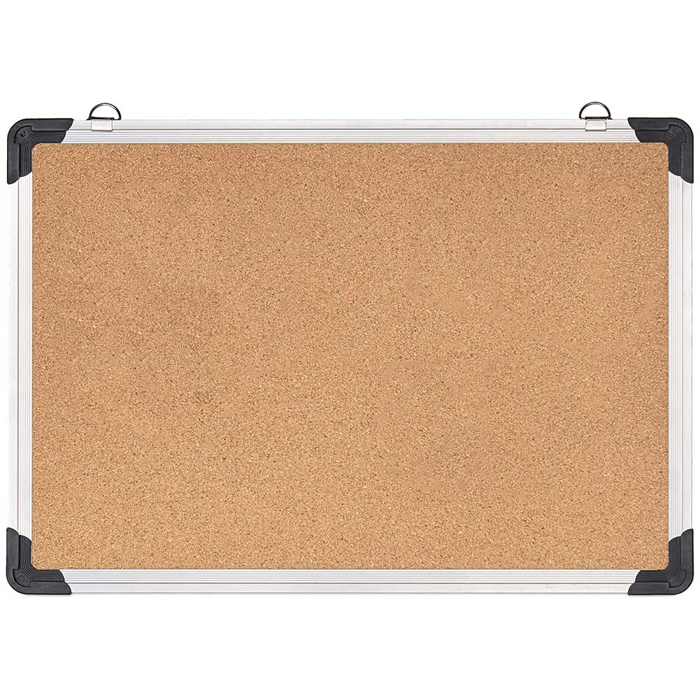 Bacheca in Sughero Quadrata con Cornice Alluminio da Parete 50x35x1.8 cm