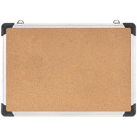 Bacheca in Sughero Quadrata con Cornice Alluminio da Parete 50x35x1.8 cm