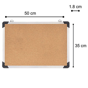 Bacheca in Sughero Quadrata con Cornice Alluminio da Parete 50x35x1.8 cm