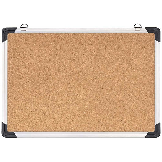 Bacheca in Sughero Quadrata con Cornice Alluminio da Parete 70x50x1.8 cm