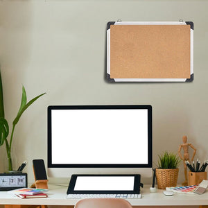 Bacheca in Sughero Quadrata con Cornice Alluminio da Parete 70x50x1.8 cm