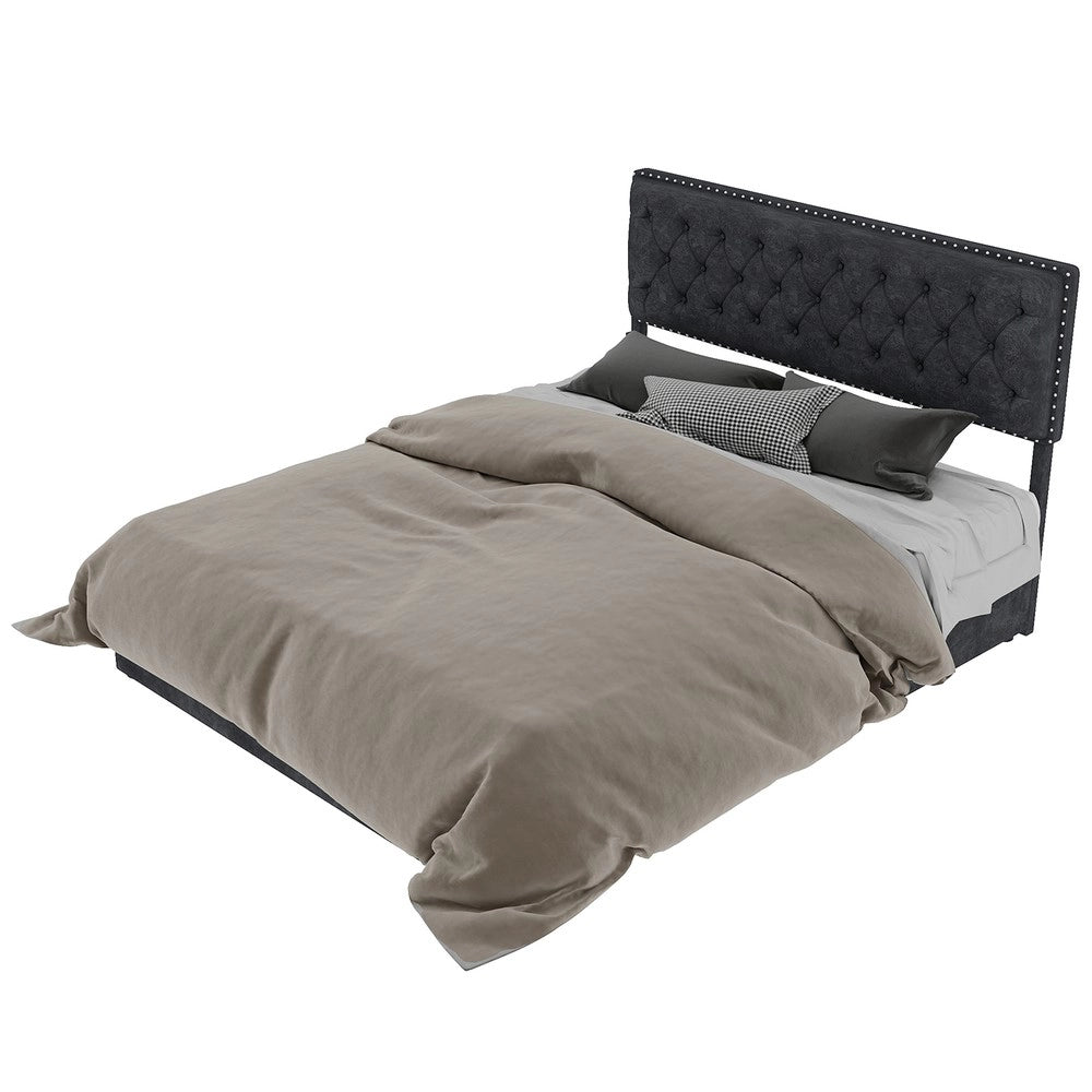 Letto Contenitore Imbottito ¨C MINIMAL ¨C Grigio 160x200 con Testiera, Idraulico