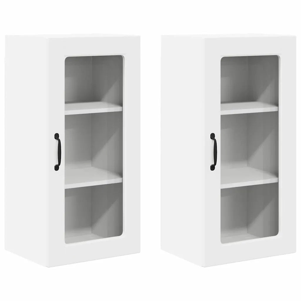 Mobile in vetro da parete LUCCA 2 pcs Bianco 40 x 31 x 80 cm