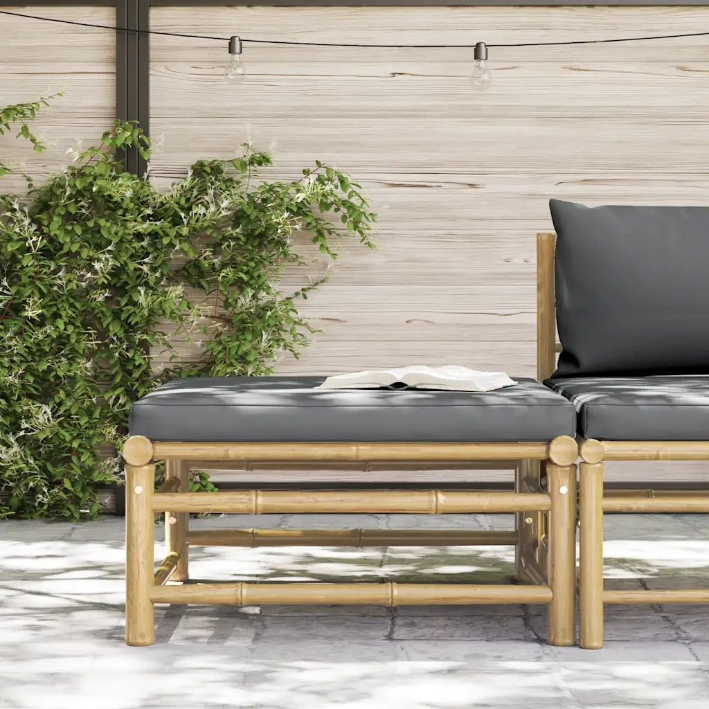 Poggiapiedi da Giardino con Cuscini Grigio Scuro in Bamb¨´ CFW2455886