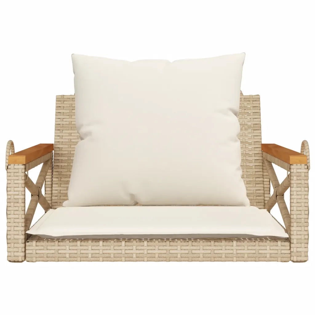 Panchina a Dondolo con Cuscini Beige 63x62x40 cm in Polyrattan
