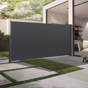 Tenda laterale retrattile per balcone e terrazzo; 3 m; tessuto in poliestere grigio scuro
