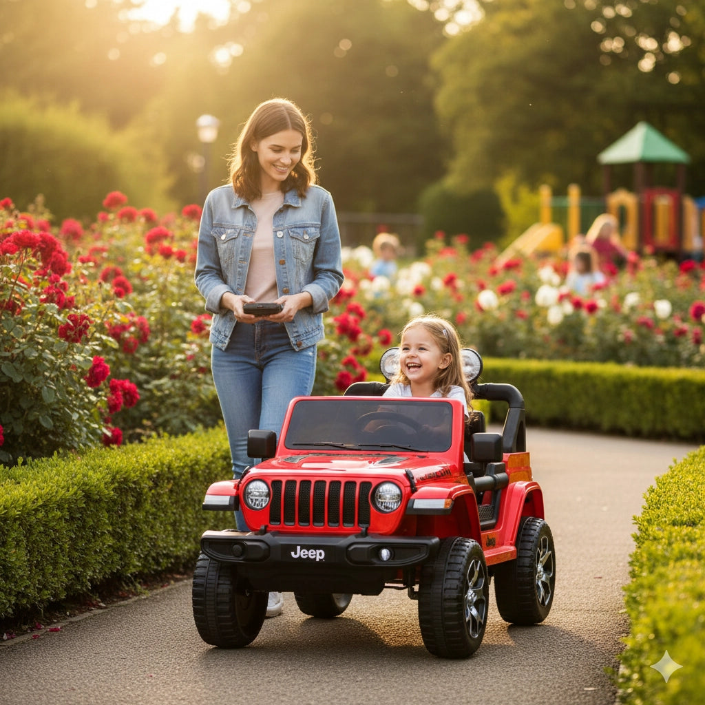 Macchina Elettrica per Bambini Fuoristrada Jeep Wrangler Rubicon 12V con Telecomando Rosso