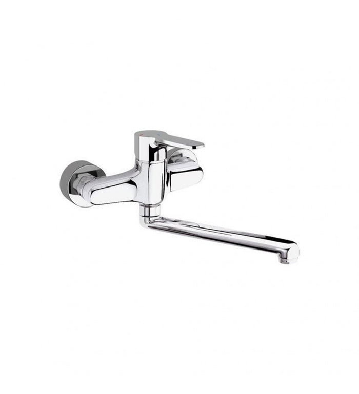 Rubinetto lavello a muro con bocca girevole, risparmio energetico e idrico - serie winner eco