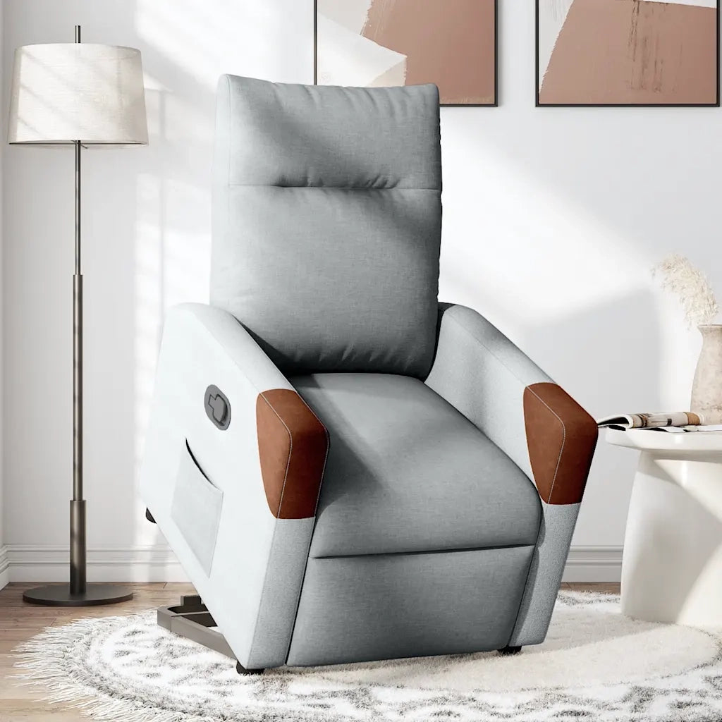 Poltrona | Sedia Relax Alzapersona Reclinabile Grigio Chiaro in Tessuto