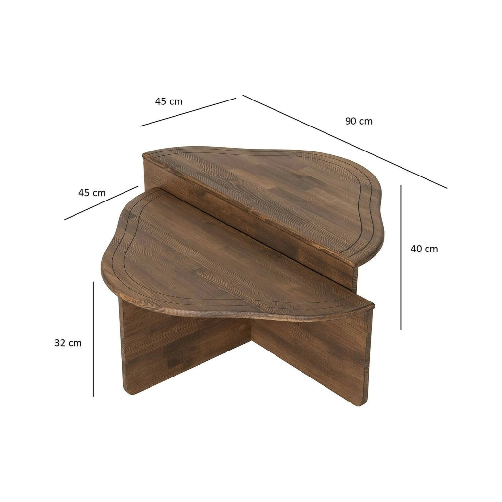 Tavolino da salotto Emiri, Tavolo basso da caffè, Portariviste per divano, Ripiano da soggiorno, 90x90h40 cm, Noce