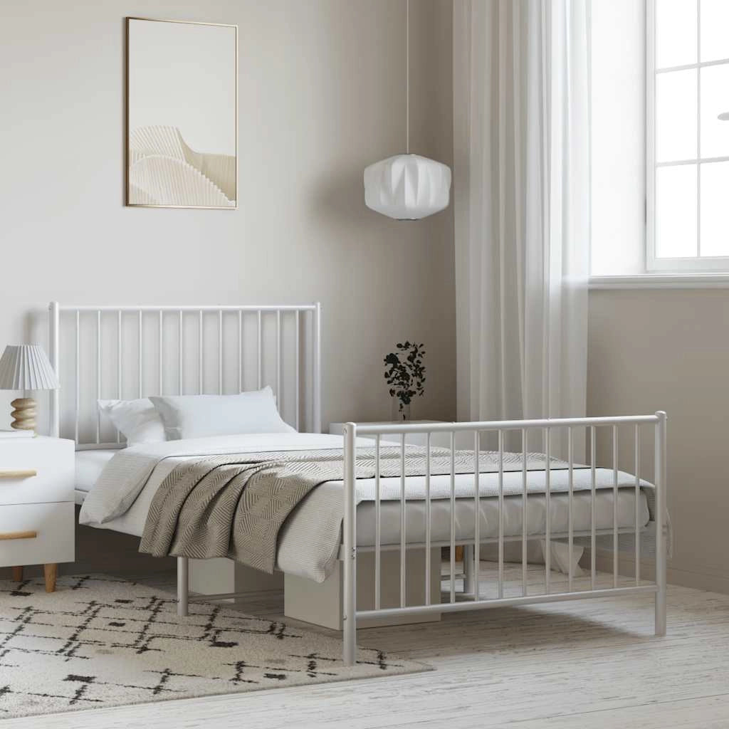 Giroletto con Testiera e Pediera Metallo Bianco 100x190 cmcod mxl 128550