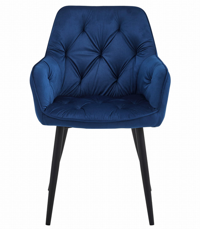 Sedia VALORA LUKK - Velluto blu navy per soggiorno, cucina, sala da pranzo