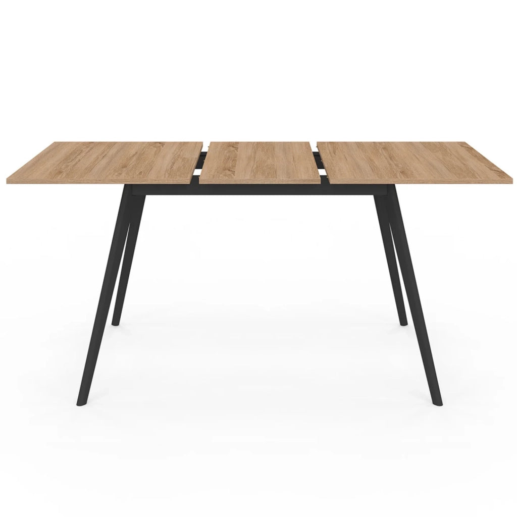IDMarket - INGA Tavolo rettangolare allungabile scandinavo 4-8 persone piano in legno gambe nere 110-150 cm
