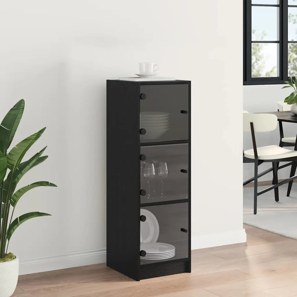 Credenza | Madia | Buffet da pranzo | Armadio da pranzo Rovere Nero 35 x 37 x 109 cm Legno multistrato