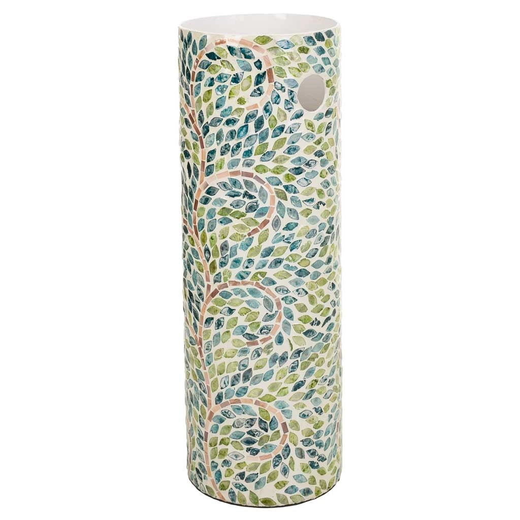 Paragüero de capiz verde estampado D20x56h cm