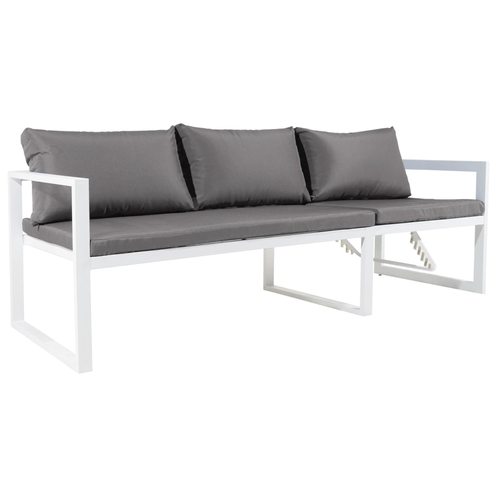 Set di mobili da giardino modulari IBIZA in tessuto grigio per 7 persone - alluminio bianco