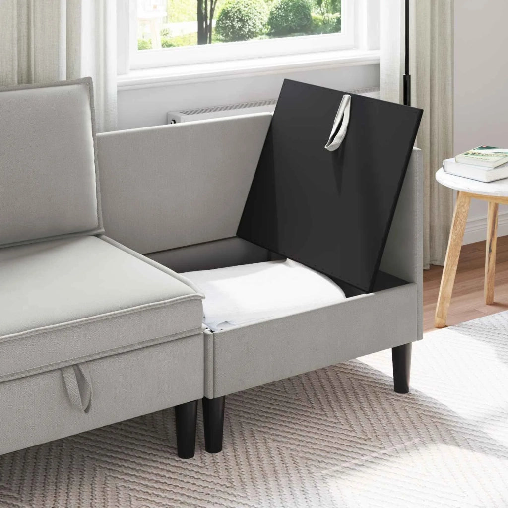 Divano Angolare con Storage Grigio chiaro Velluto