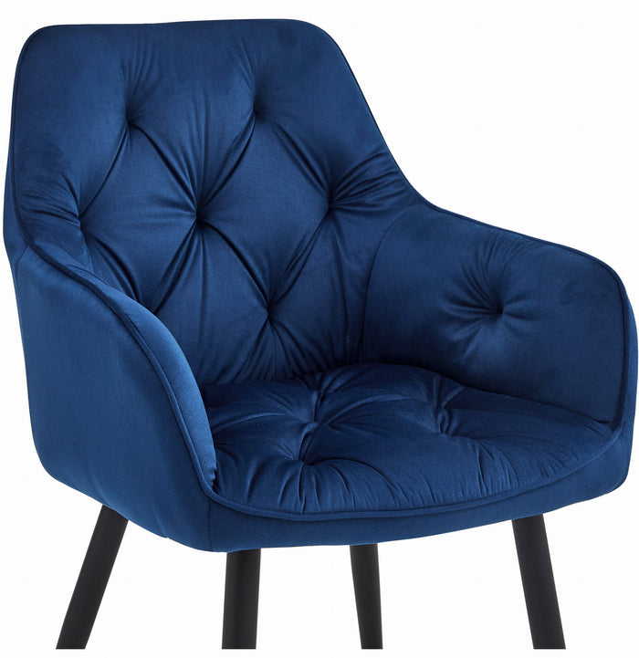 Sedia VALORA LUKK - Velluto blu navy per soggiorno, cucina, sala da pranzo