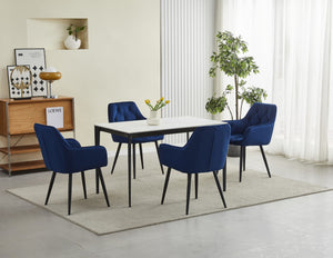 Sedia VALORA LUKK - Velluto blu navy per soggiorno, cucina, sala da pranzo