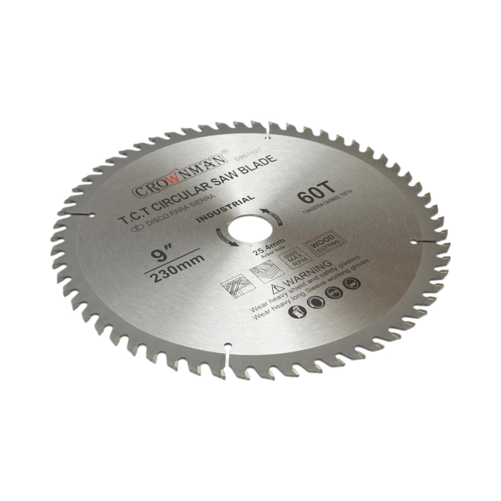 Disco circolare widia per legno 230x25,4mm, max. velocità. 6600 giri/min, 60 denti, Crownman industriale