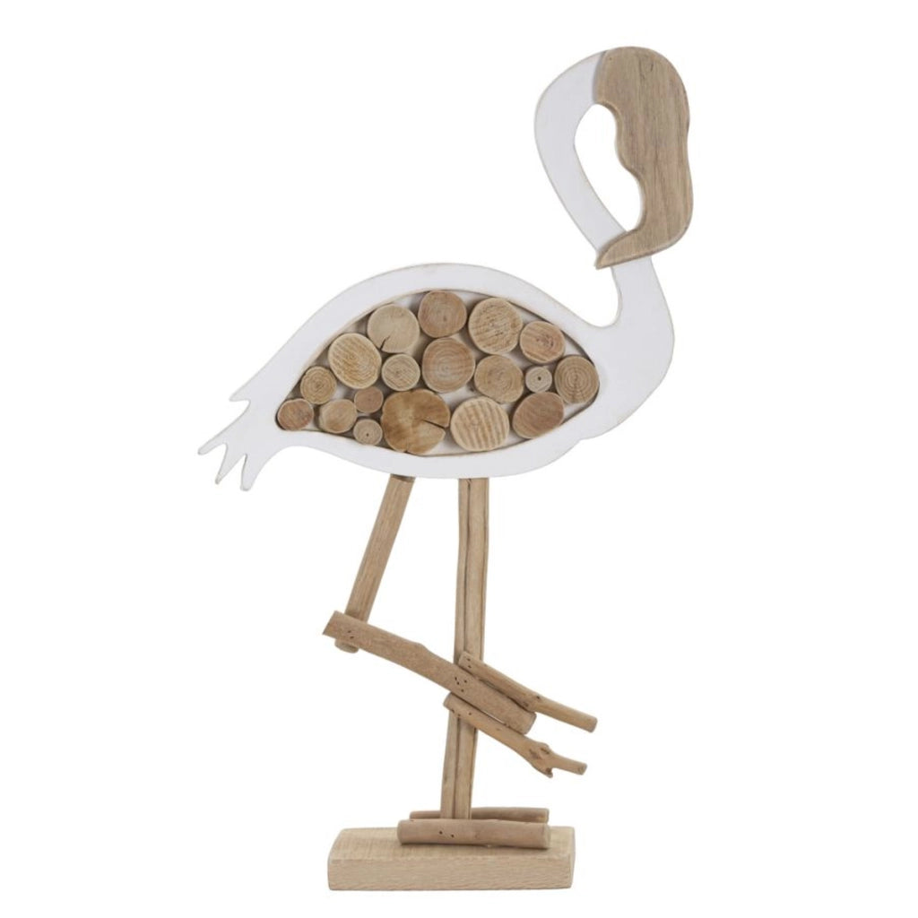 Scultura Fenicottero, Marrone, Legno, 31x9x56 cm