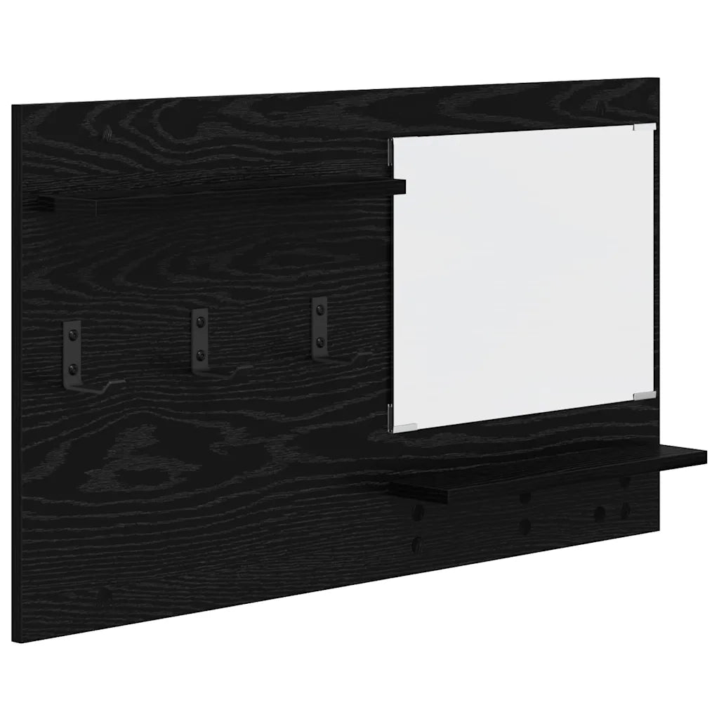 Appendiabiti a muro con lo scaffale Rovere Nero 90 x 10 x 50 cm 874516