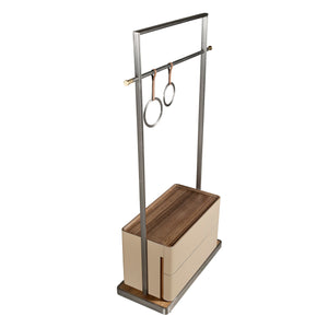 Appendiabiti in pelle di visone, noce e acciaio inox