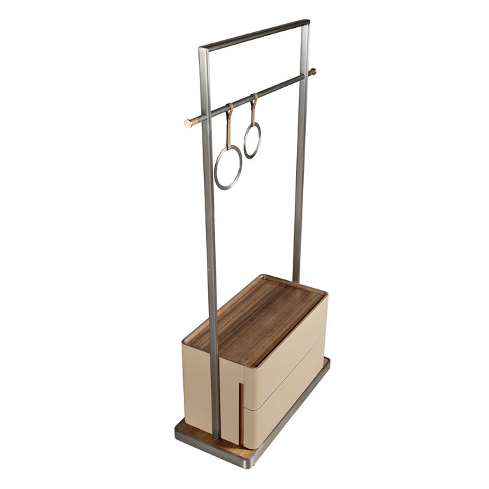 Appendiabiti in pelle di visone, noce e acciaio inox