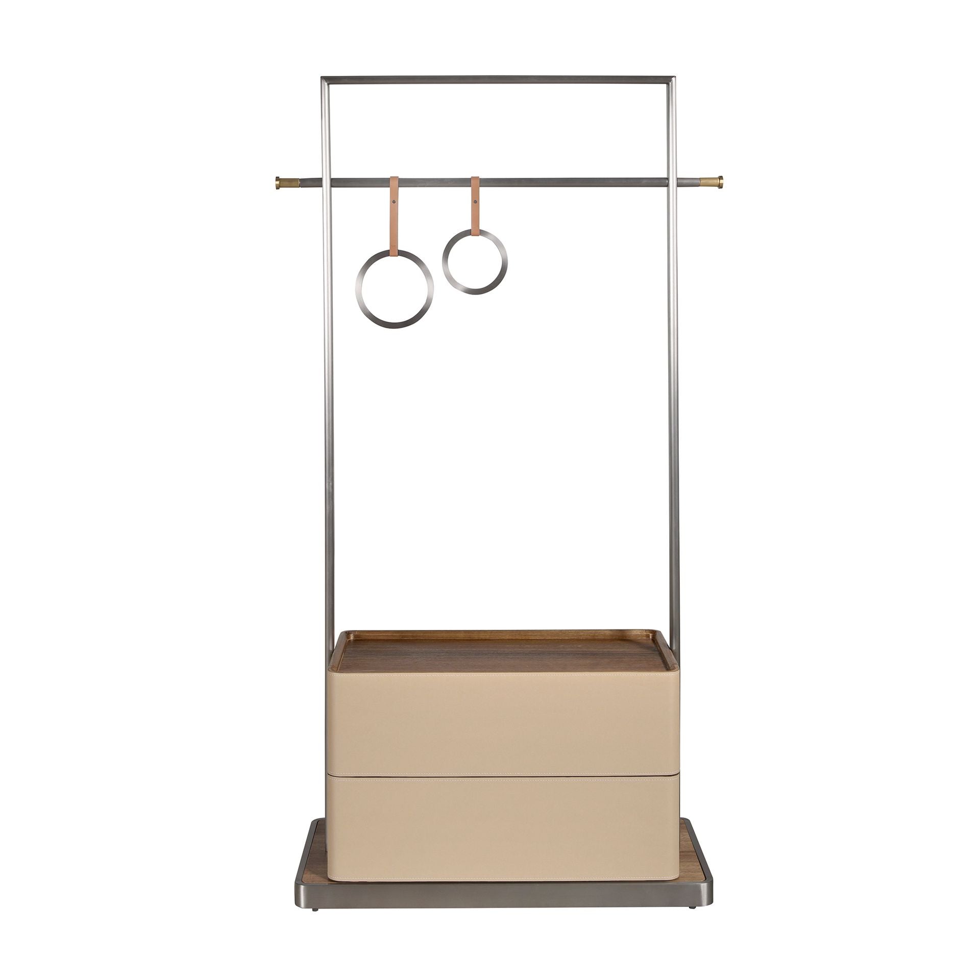 Appendiabiti in pelle di visone, noce e acciaio inox