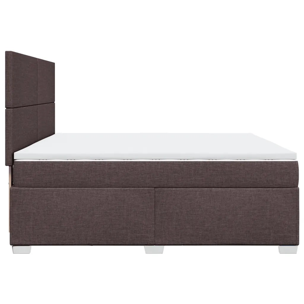 Giroletto a Molle con Materasso Marrone Scuro 200x200cm Tessuto