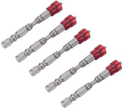 Set di Bit per Schroef 1/4 Pollici S2 Acciaio Magnetico Rosso PH2 5 Pezzi Adatto per Viti a Secco