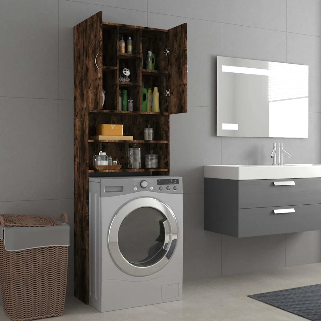 Mobile per Lavatrice Rovere Fumo 64x25,5x190 cm 815957