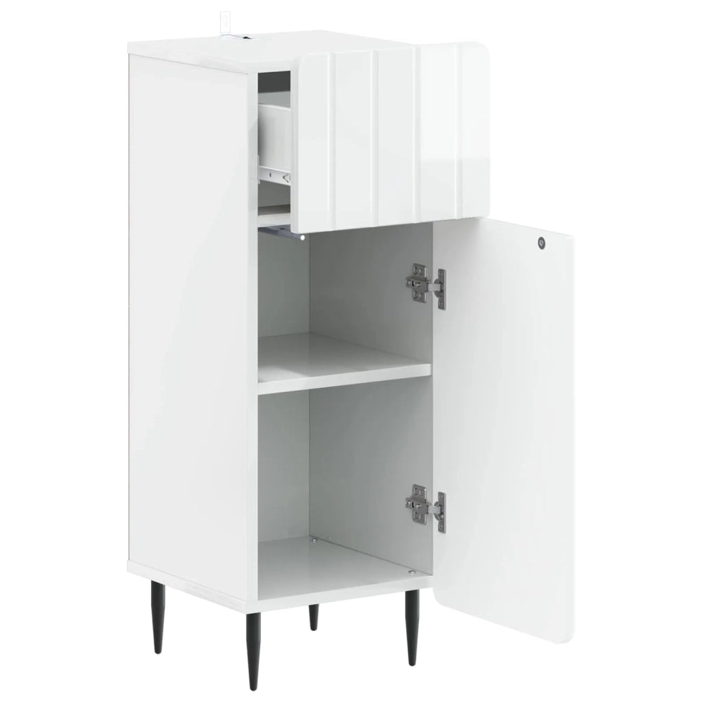 Mobiletto da Bagno ZWOLLE Bianco Lucido 30 x 31 x 79,5 cm 896389