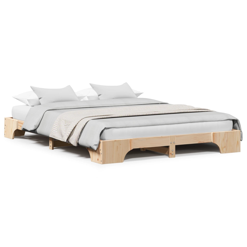 Struttura Letto Naturale Legno di Pino 160 x 200 cm Durevole