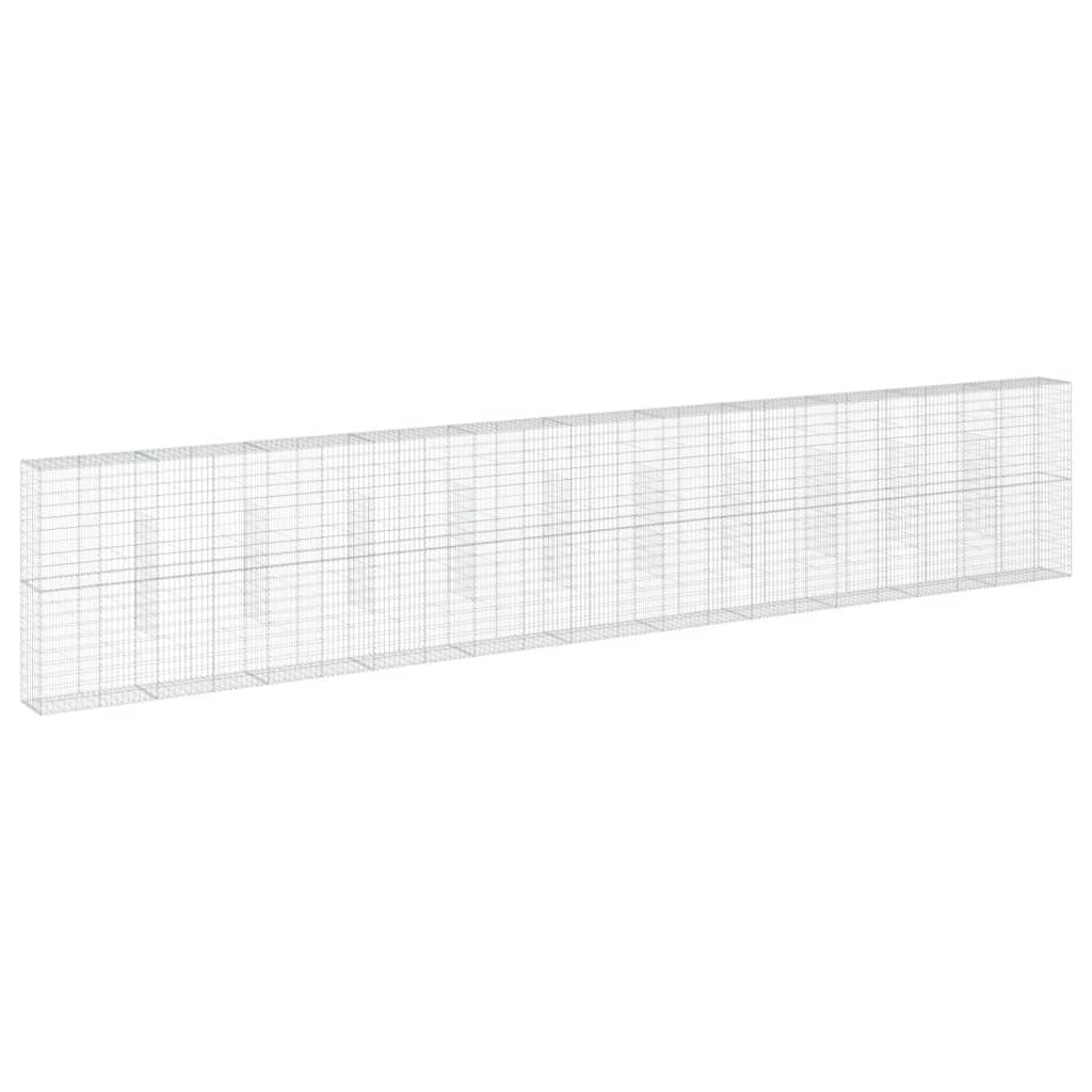 Gabbione recinto a gabbia muro di contenimento con coperchio 1100 x 50 x 200 cm ferro zincato argento 02_0040127