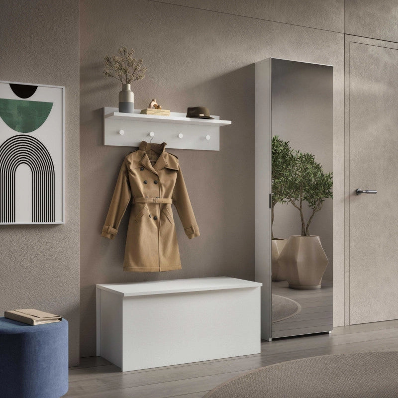 Baule contenitore con chiusura rallentata soft closing bianco 90x45x45 cm - Terraneo