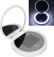 Specchio di trucco LED amichevole per viaggi con camera UV e 2x ingrandimento - Regolazione di illuminazione intelligente e sensore di tocco