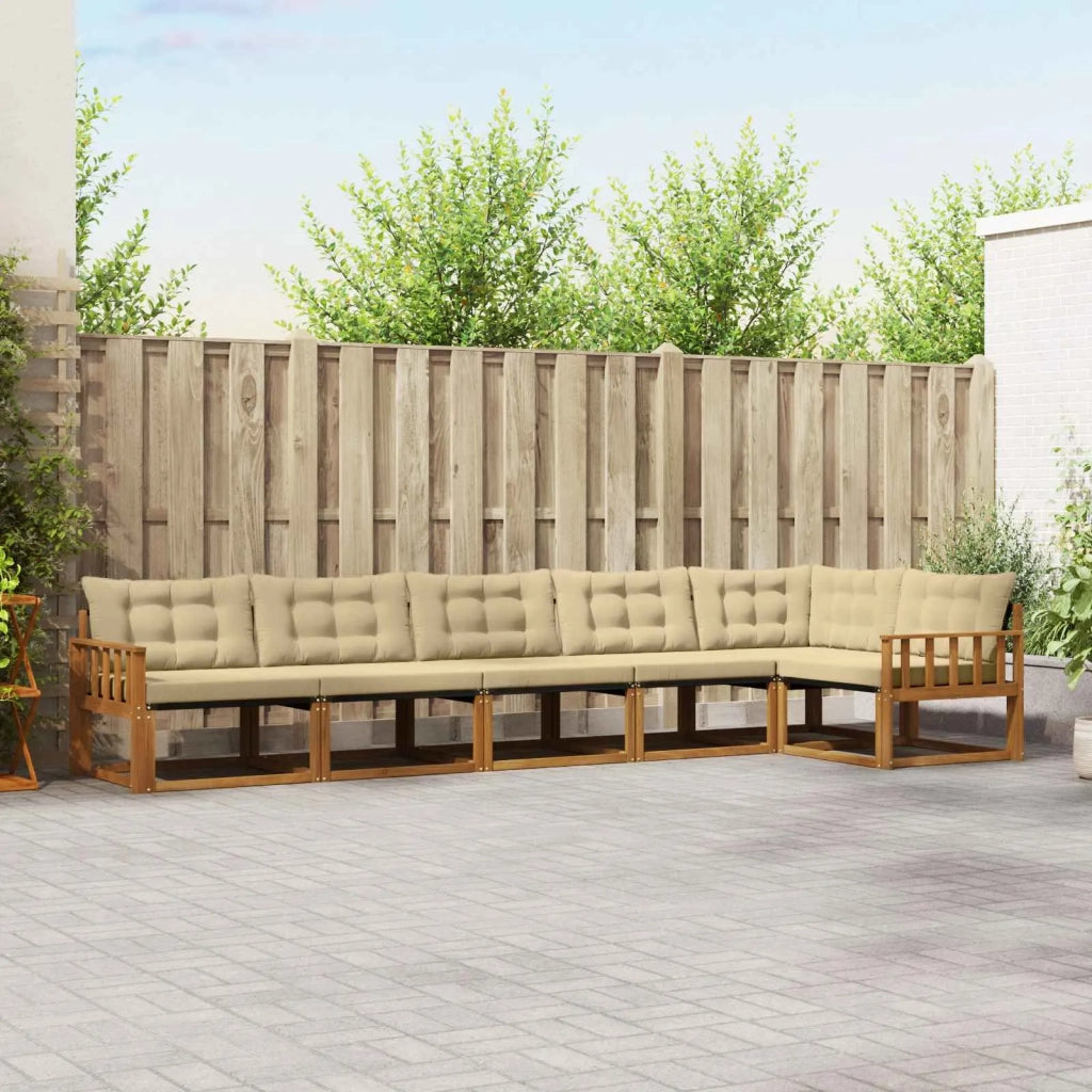Set di divani da esterno con cuscino 6 pcs Naturale e Beige